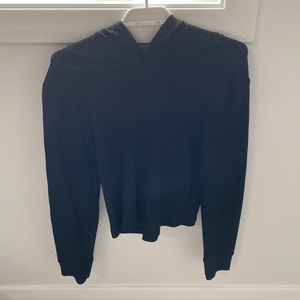 Black long sleeve hooded shirt